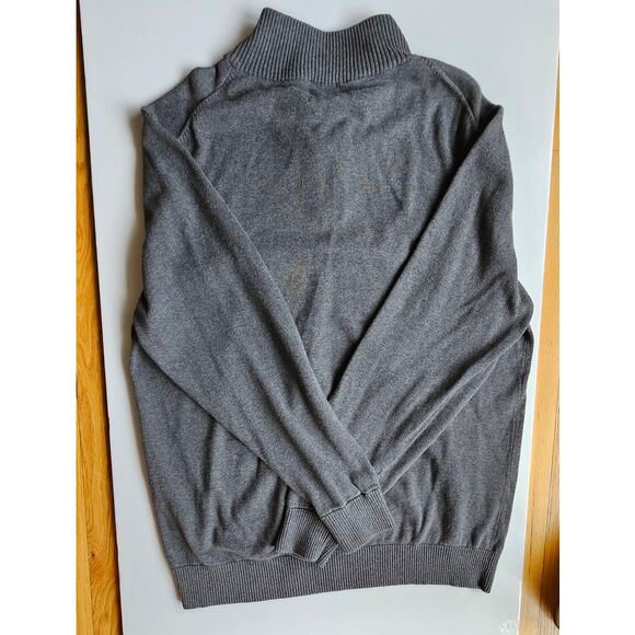 Tailorbyrd Quarter Zip Fine Knit 100% Cotton Pullover Sweater, Gray, Sz XLT - Picture 7 of 7